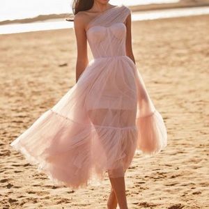 One-Shoulder Cocktail Tulle Dress- SMALL